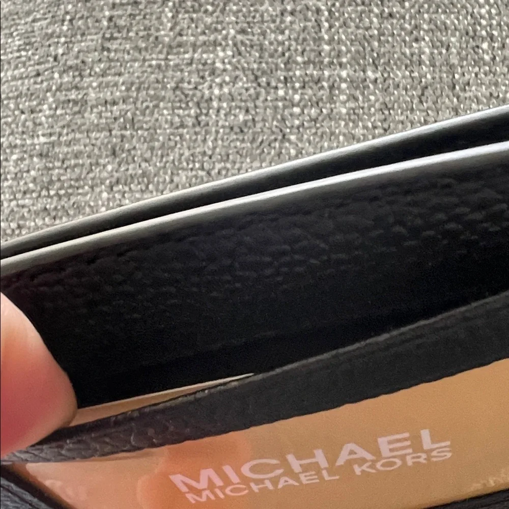 Michael Kors Black and Gold Card Holder Jet Set Charm Leather or wristlet NWT